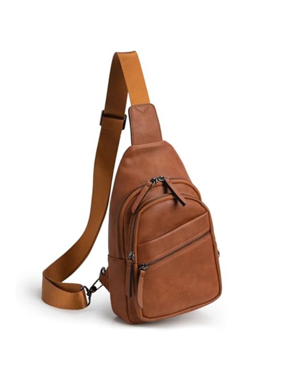 Brown Vegan Leather Sling Bag Large Crossbody Purse Women Travel Fanny Pack